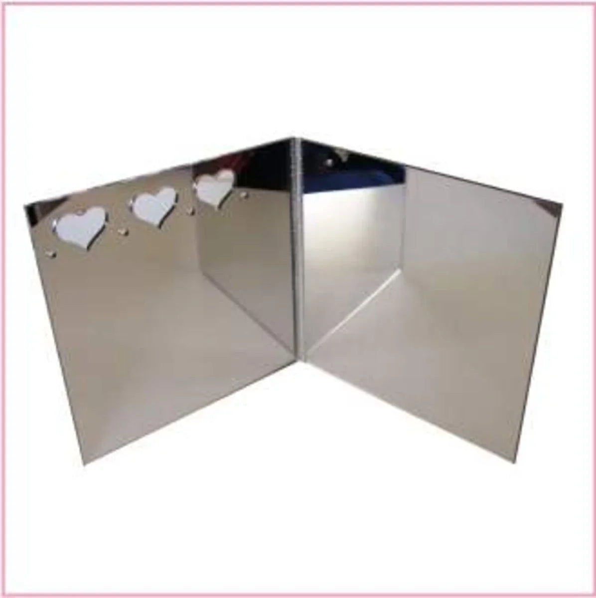 Sue Daley fussy cutting mirror, three-panel folding reflective tool with heart cutouts