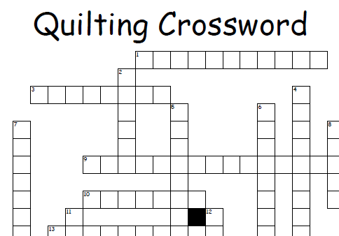 A blank Quilting Crossword puzzle grid with numbered clues.