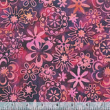 Lilac Love Blossom Wine Batik 3151Q-X from Anthology Fabrics Sold by the Half Yard