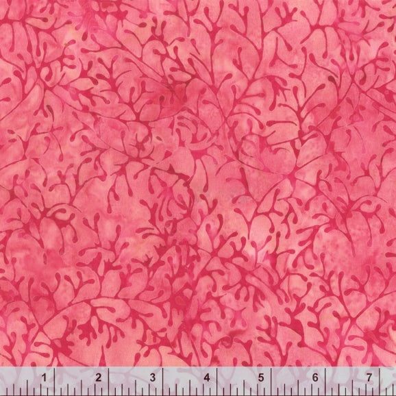 Plum & Citrus Branches Pink Batik 3194Q-X from Anthology Fabrics Sold by the Half Yard