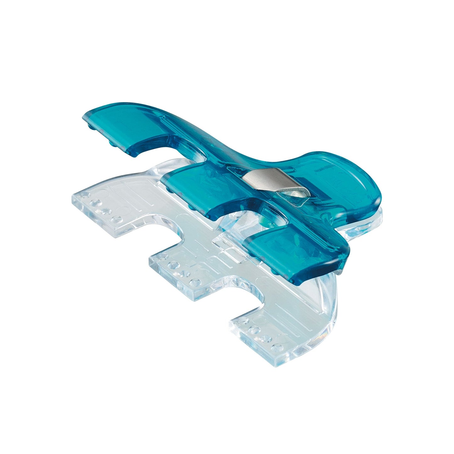 Clear and teal triple wide Wonder Clip, Clover