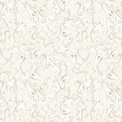 Light cream fabric with small white ghost pattern