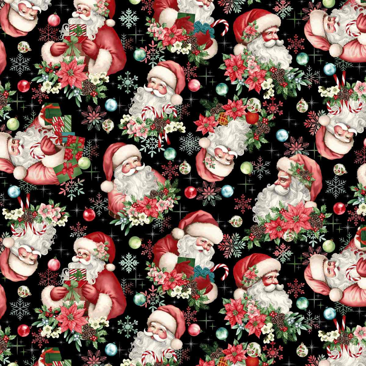 Sweet Christmas Memories Santa Toss Black 3618-99 by Color Principle for Henry Glass