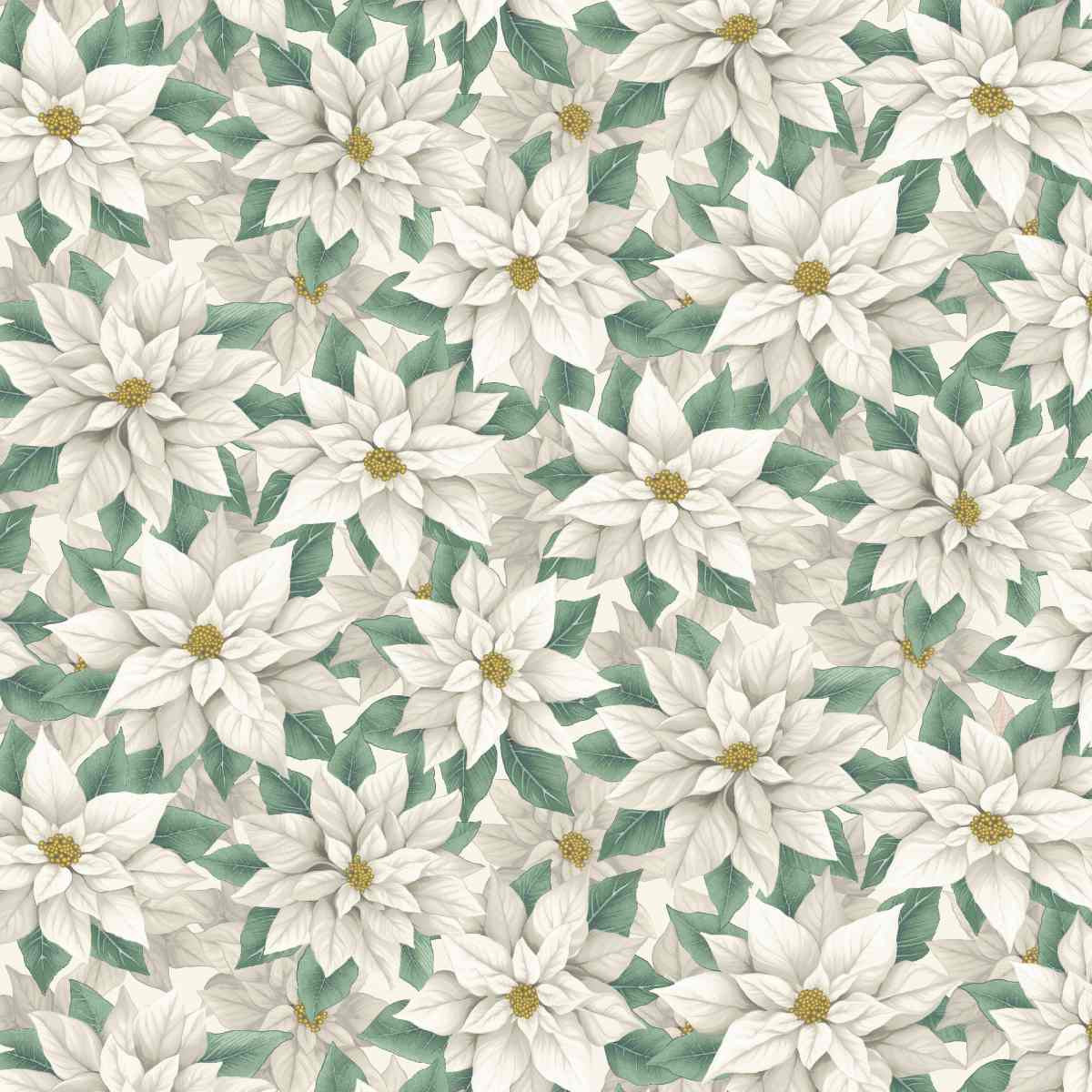 Sweet Christmas Memories Poinsettia Winter White Multi 3619-04 by Color Principle for Henry Glass