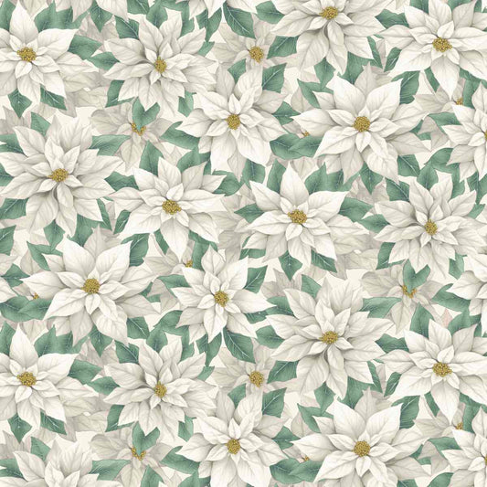 Sweet Christmas Memories Poinsettia Winter White Multi 3619-04 by Color Principle for Henry Glass