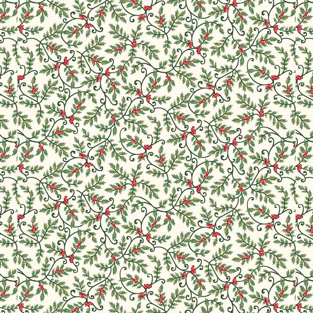Sweet Christmas Memories Mini Holly Vines Cream 3620-44 by Color Principle for Henry Glass