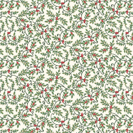 Sweet Christmas Memories Mini Holly Vines Cream 3620-44 by Color Principle for Henry Glass