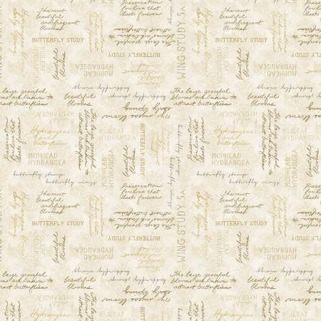 Hydrangea Mist 39824 215 Word Toss Cream by Susan Winget from Wilmington Prints Sold by the Half Yard