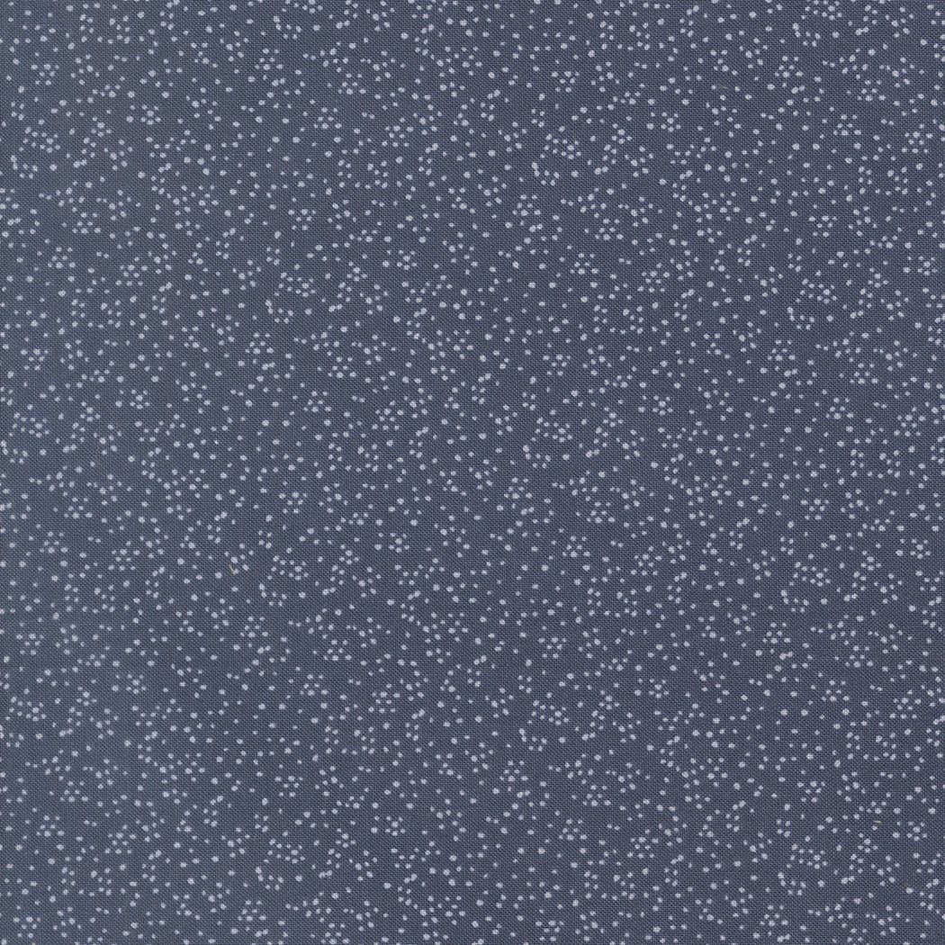 Moda Fabrics Wildbriar Maine Blueberry cotton fabric with a dense white berry print on dark blue