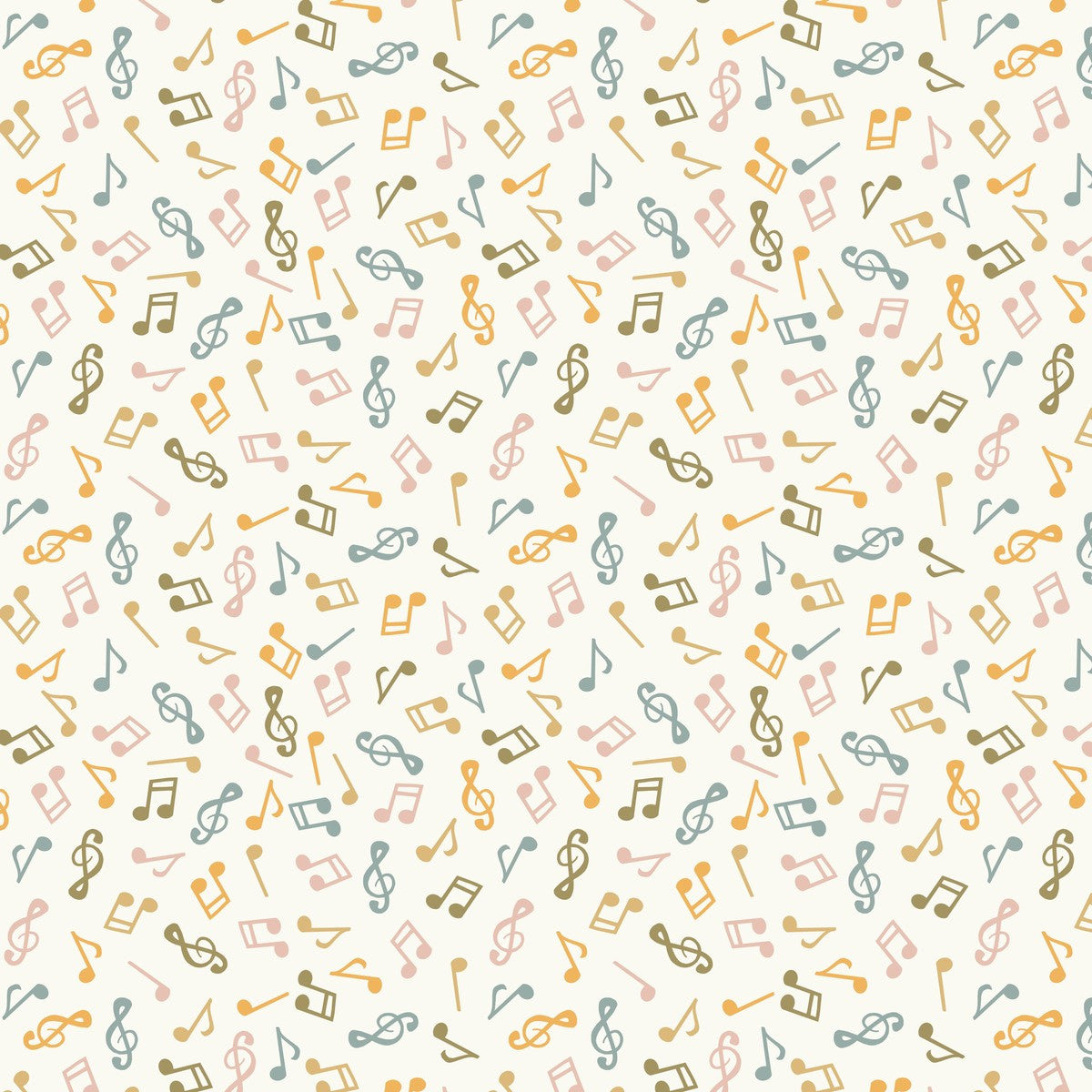 Nursery Rhyme Time Musical Notes Ivory 4835-41 by Oleander Studio for Blank Quilting