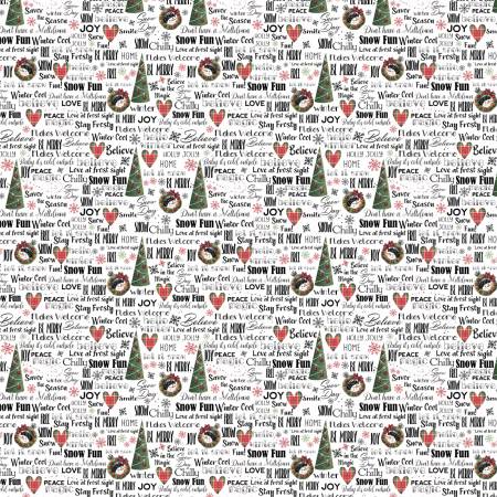 Comfort & Joy Multi Snow Fun Wishes # 49230102-01 from Camelot Fabrics Sold by the Half Yard