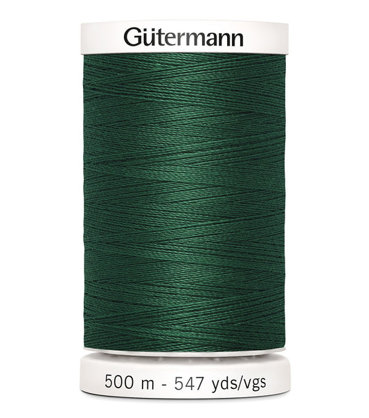 Gutermann all-purpose polyester thread spool, dark green, 500 m (547 yd).