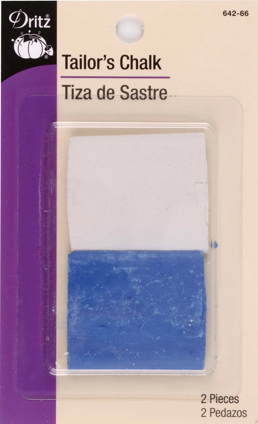 Dritz tailor's chalk set with 2 pieces, white and blue in clear plastic case