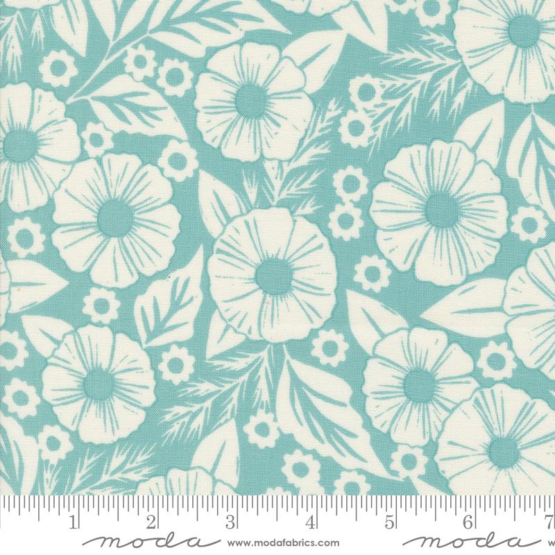 Field Of Flowers Robins Egg Flower Paper by Katharine Watson 3311-14 for Moda Fabrics Sold by the Half Yard