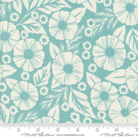 Field Of Flowers Robins Egg Flower Paper by Katharine Watson 3311-14 for Moda Fabrics Sold by the Half Yard