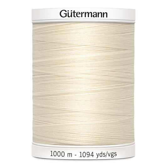 Gutermann polyester all-purpose thread spool, eggshell, 1000m/1094yd