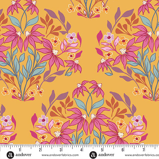 Sunset Cottage by Stephanie Organes Sunset Meadow Yellow A-10271-Y quilting cotton fabric