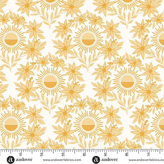 Sunset Cottage by Stephanie Organes Daylight Blooms Yellow A-10272-L quilting cotton fabric
