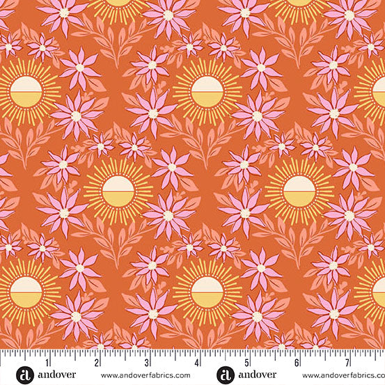 Sunset Cottage by Stephanie Organes Daylight Blooms Orange A-10272-O quilting cotton fabric