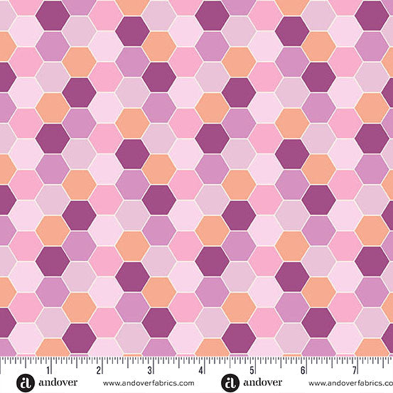 Sunset Cottage by Stephanie Organes Hexie Blossom Purple A-10275-P quilting cotton fabric