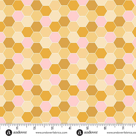 Sunset Cottage by Stephanie Organes Hexie Blossom Yellow A-10275-Y quilting cotton fabric