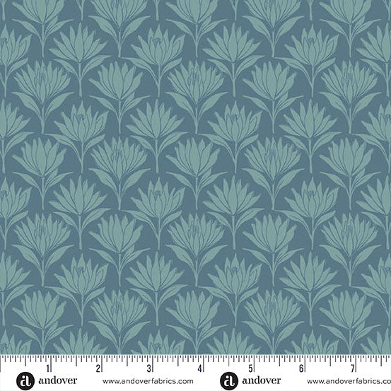 Sunset Cottage by Stephanie Organes Water Lilies Aqua A-10278-T quilting cotton fabric
