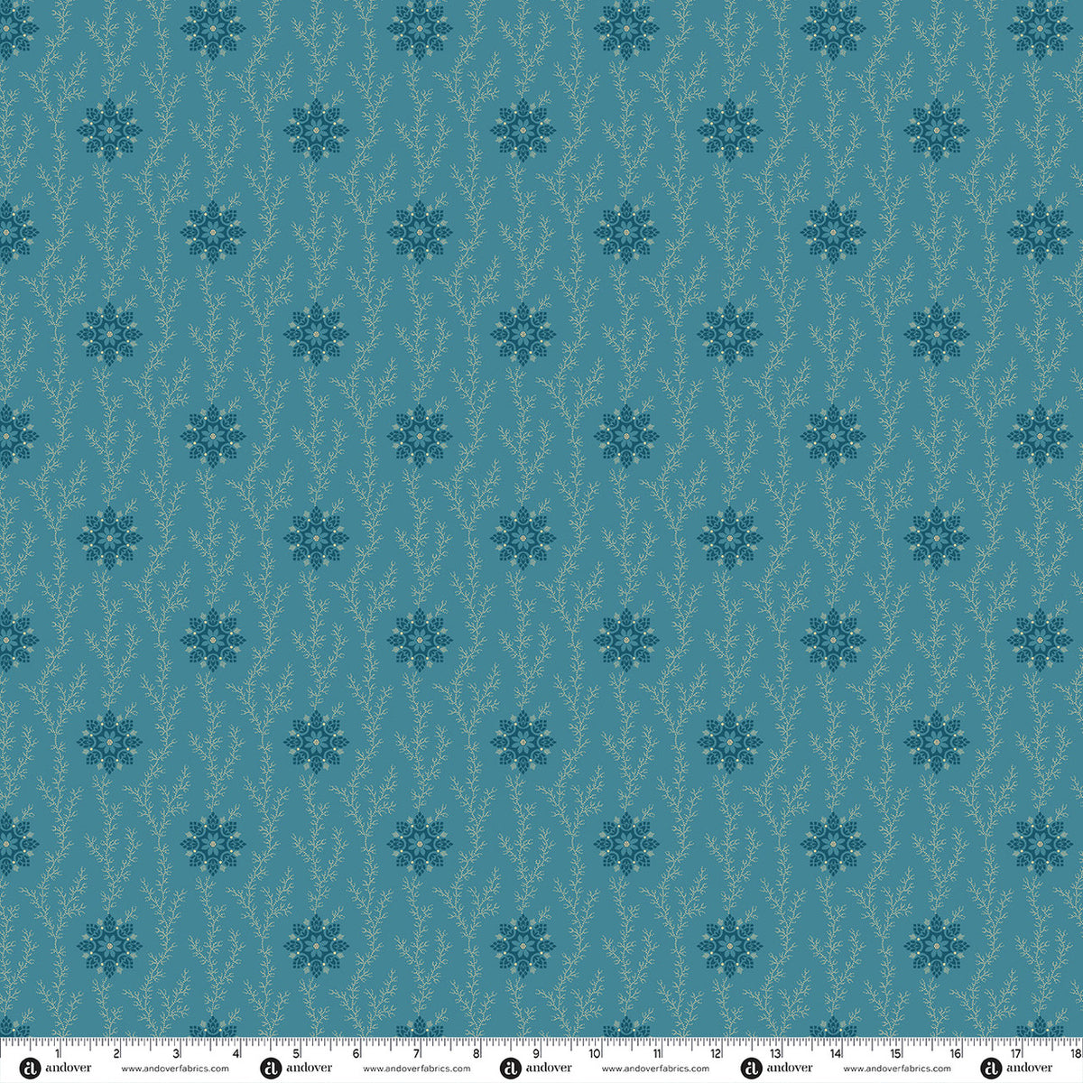 Blue Willow Linen and Lace Marine quilting fabric by Laundry Basket Quilts for Andover