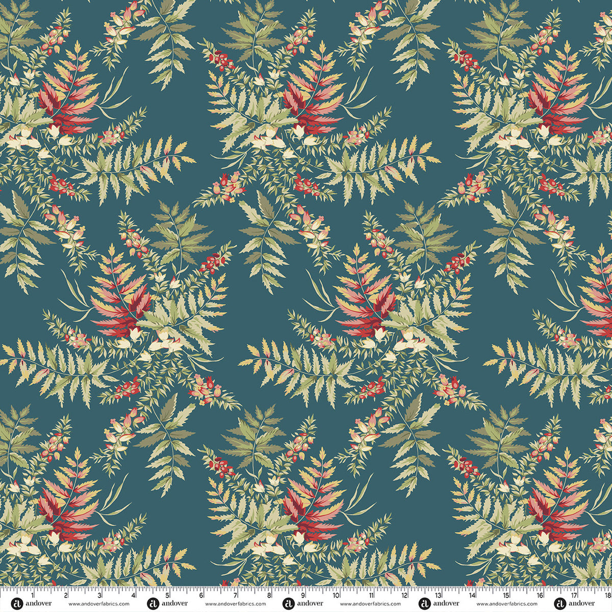 Blue Willow Fern Velvet quilting fabric by Laundry Basket Quilts for Andover