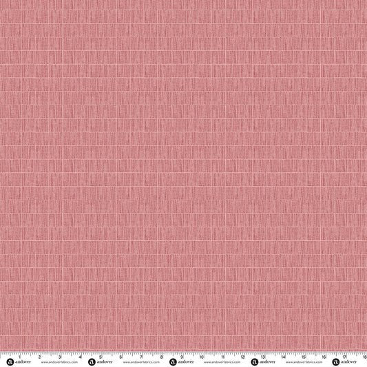 Pink cotton quilting fabric with fine woven texture and micro grid pattern