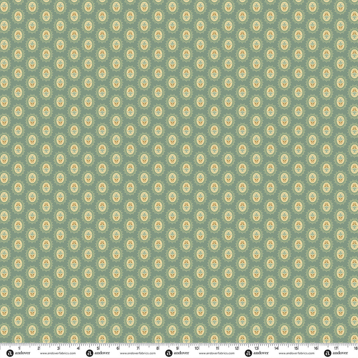 Blue Willow Medallion Spanish Moss quilting fabric by Laundry Basket Quilts for Andover