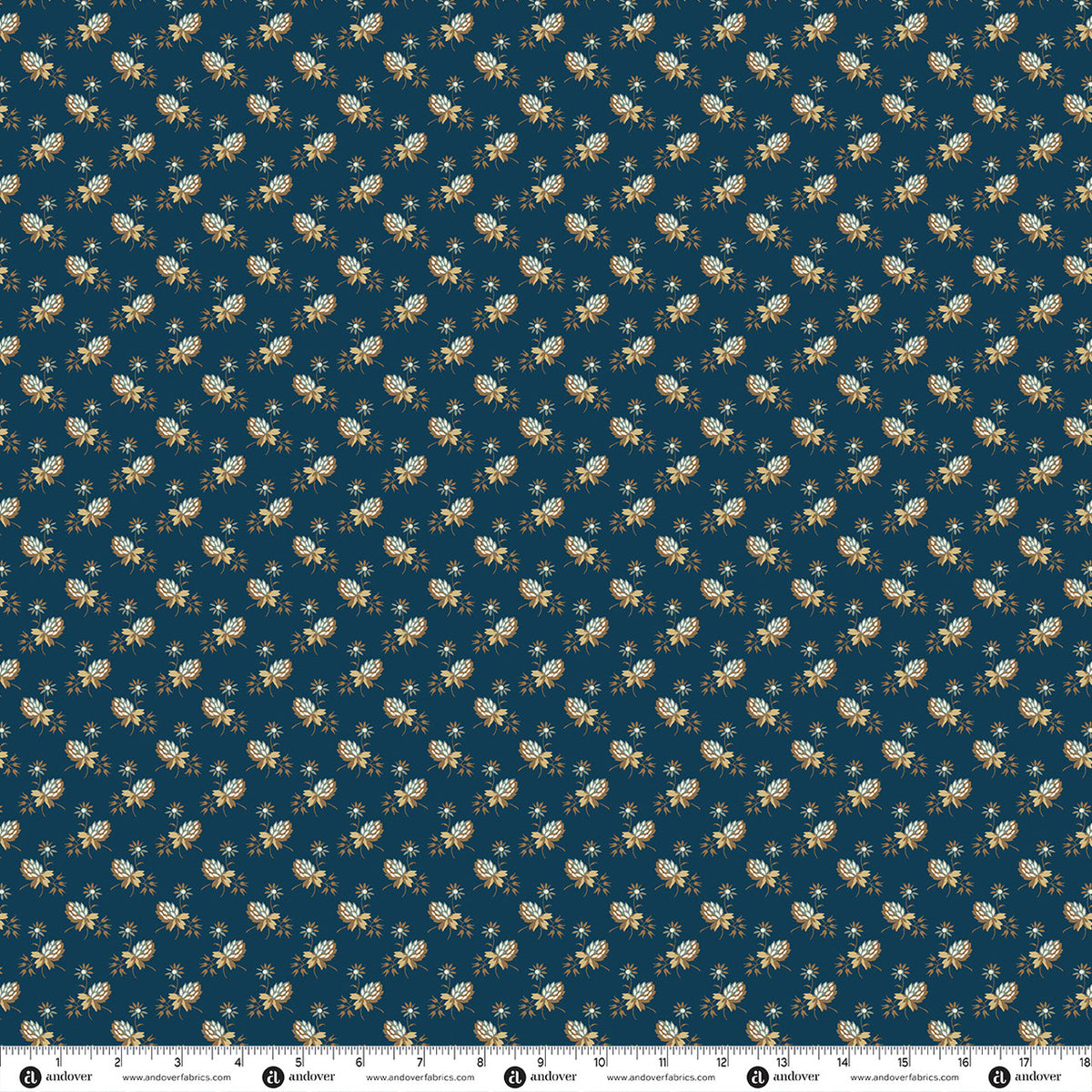 Blue Willow Clover Night quilting fabric by Laundry Basket Quilts for Andover