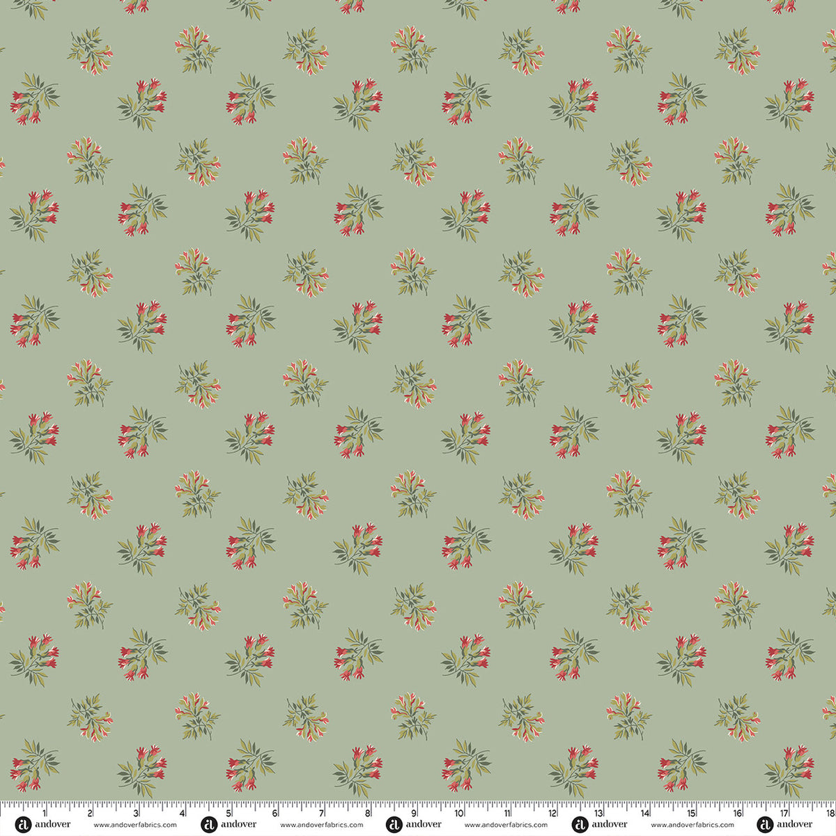 Blue Willow Corsage Sage quilting fabric by Laundry Basket Quilts for Andover