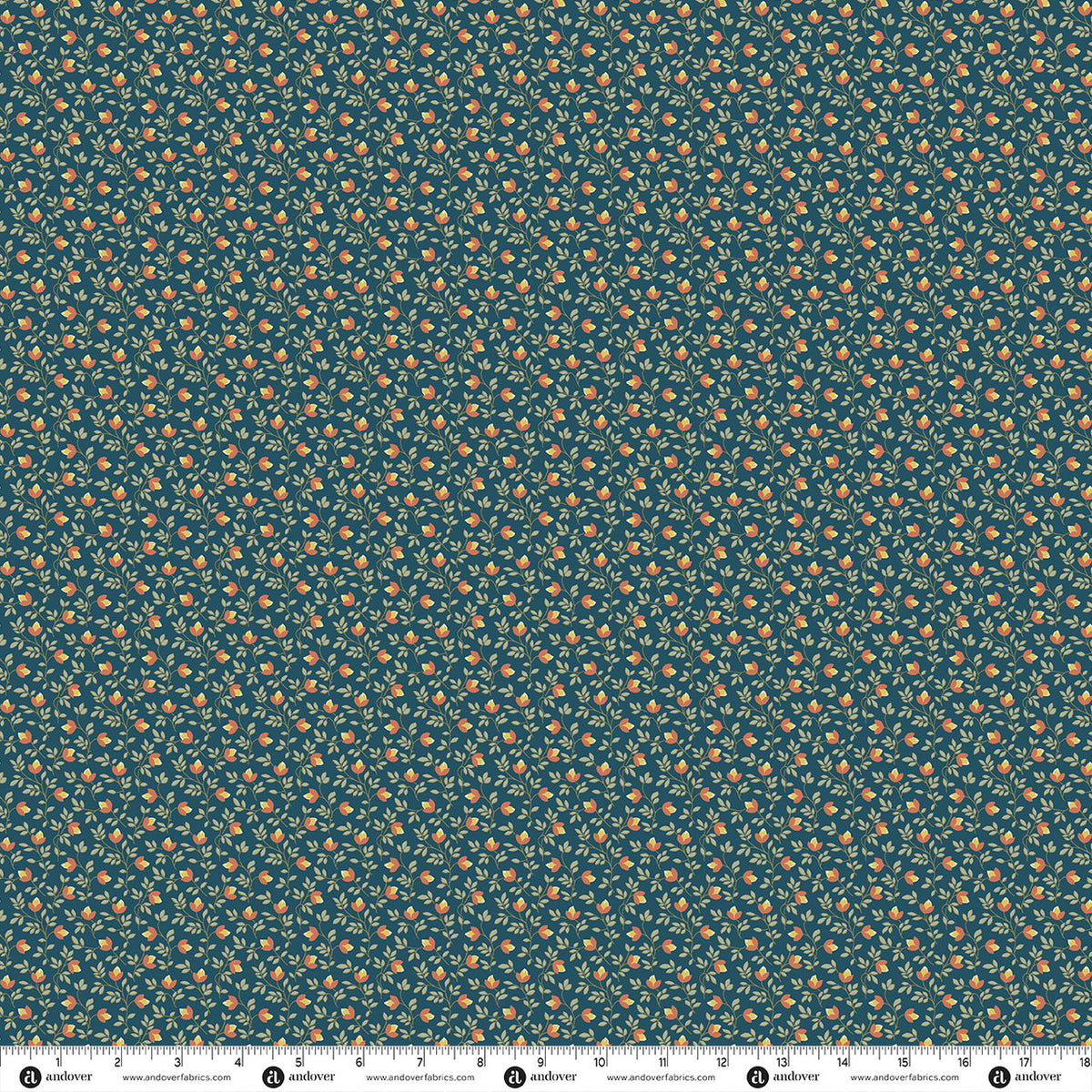 Blue Willow Bud Vine Marine quilting fabric by Laundry Basket Quilts for Andover