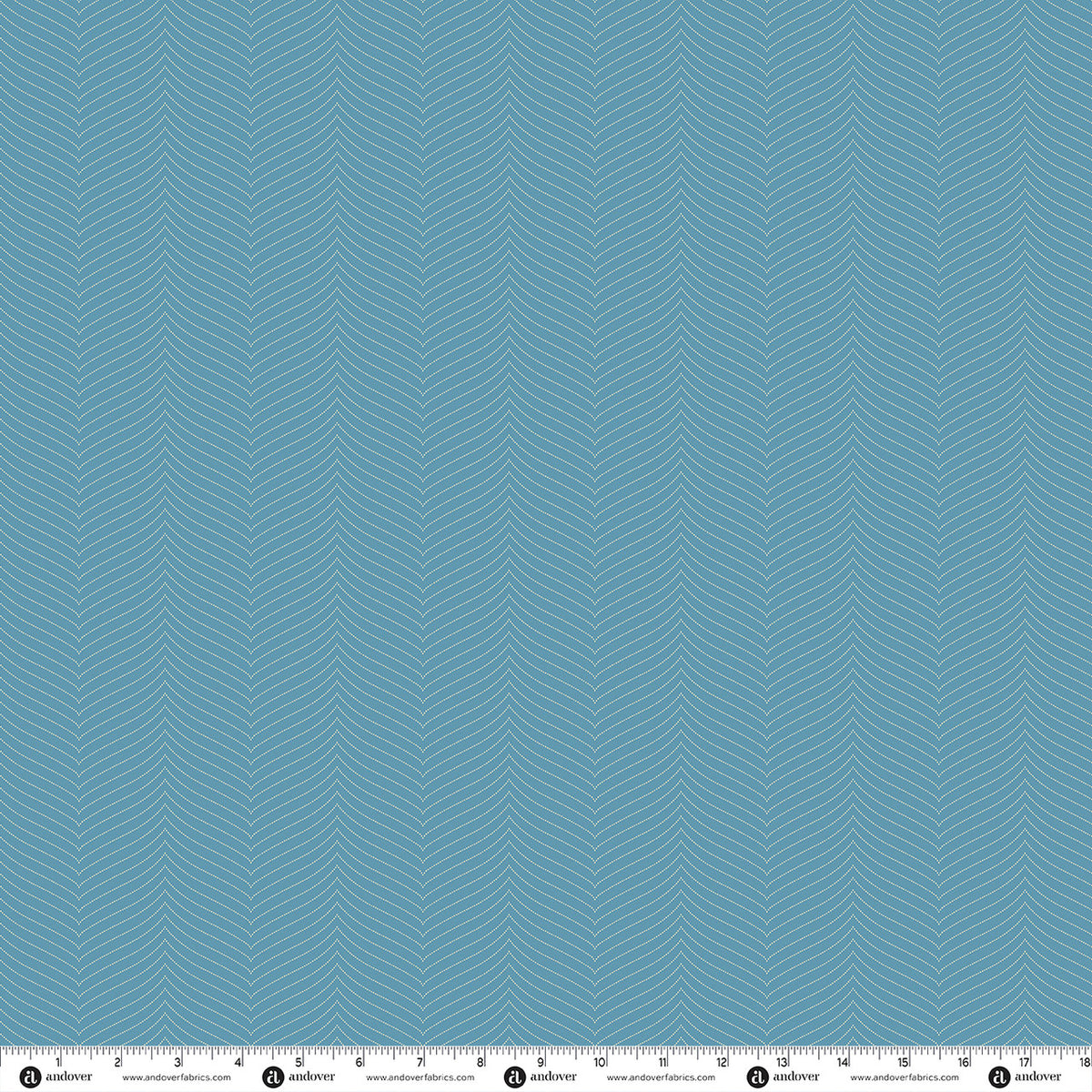 Blue willow herringbone fabric swatch with small repeating chevron pattern