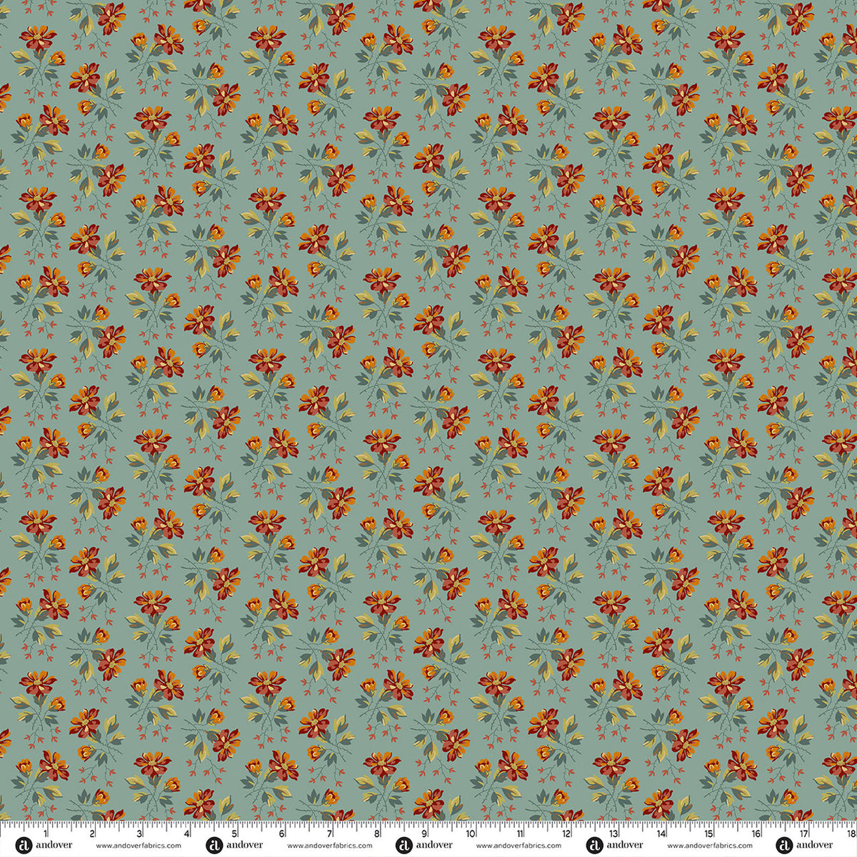Blue Willow Wildflower Seafoam quilting fabric by Laundry Basket Quilts for Andover