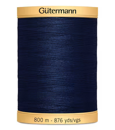Gutterman Cotton 50 Solid 800m Navy # 743932-5322 Thread In Natural Cotton 875yd = 843932