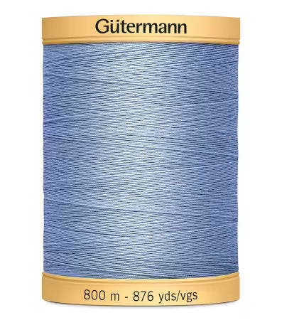 Gutterman Cotton 50wt Solid 875 yd (800m) Carolina Blue # 743932-5826 Thread In Natural Cotton 875yd = 843932