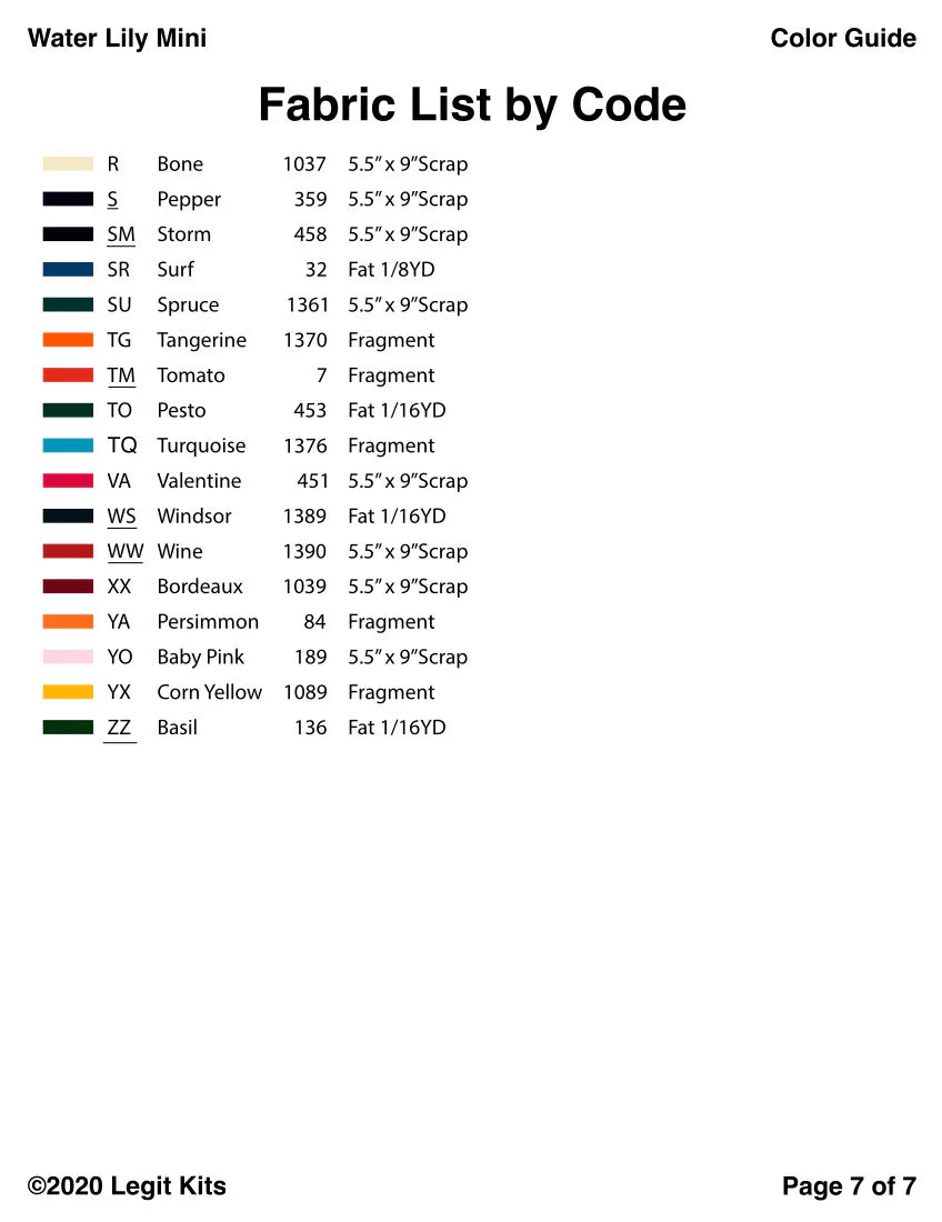 Water Lily Mini # LK-PT007 Foundation Paper Piecing Pattern from Legit Kits