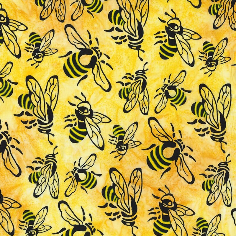 Buzzy Bee Bees 83640-54 in Marigold Banyan Batik from Northcott