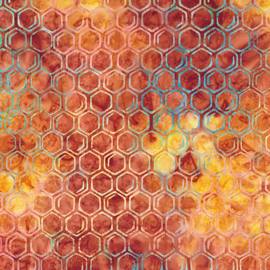 Buzzy Bee Honeycomb 83641-58 in Rust Banyan Batik from Northcott