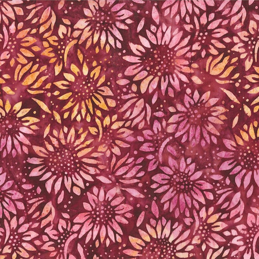 Buzzy Bee Flower 83642-26 in Wine Banyan Batik from Northcott