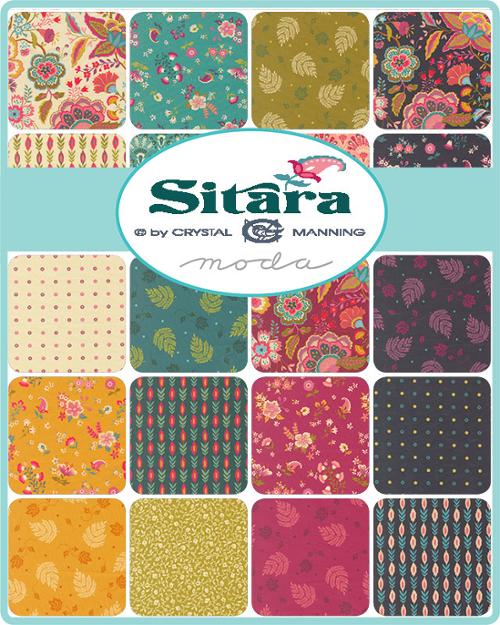 Sitara mini charm pack with assorted floral 2.5-inch fabric squares