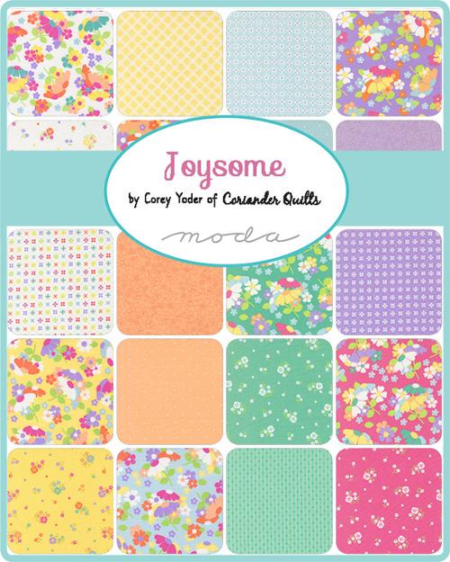 Joysome charm pack with colorful floral and geometric fabric squares