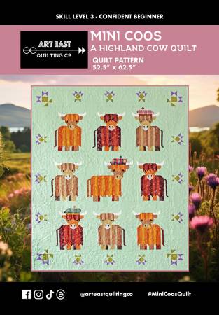 Mini Coos A Highland Cow Quilt Pattern # AEMC1123 by Art East Quilting Co.