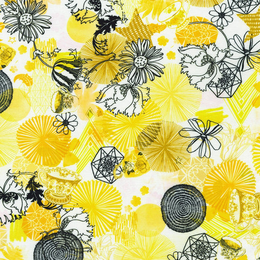 Teahouse LEMON by Hennie Haworth from Robert Kaufman AFAD-22722-137 Sold by the Half Yard