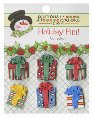 Christmas Presents Button Card 6pc # BGCM107