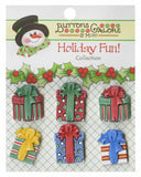 Christmas Presents Button Card 6pc # BGCM107