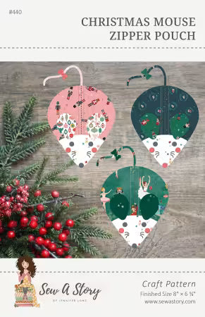Christmas Mouse Zipper Pouch # BSI440 by Jennifer Long from Bee Sew Inspired