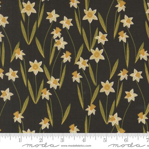 Bee Garden Darling Daffodils Metallic Black 48413 21M by Gingerber for Moda Fabrics Sold by the Half Yard