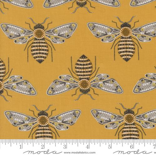 Bee Garden Bumblebee Metallic Honey Yellow 48411 15M by Gingerber for Moda Fabrics Sold by the Half Yard